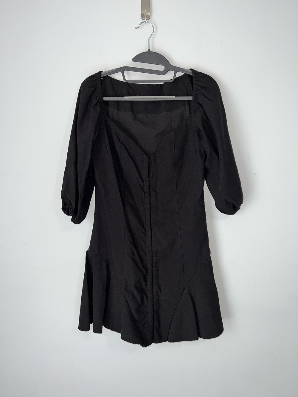 Zara Black Mini Dress with Puff Sleeves
